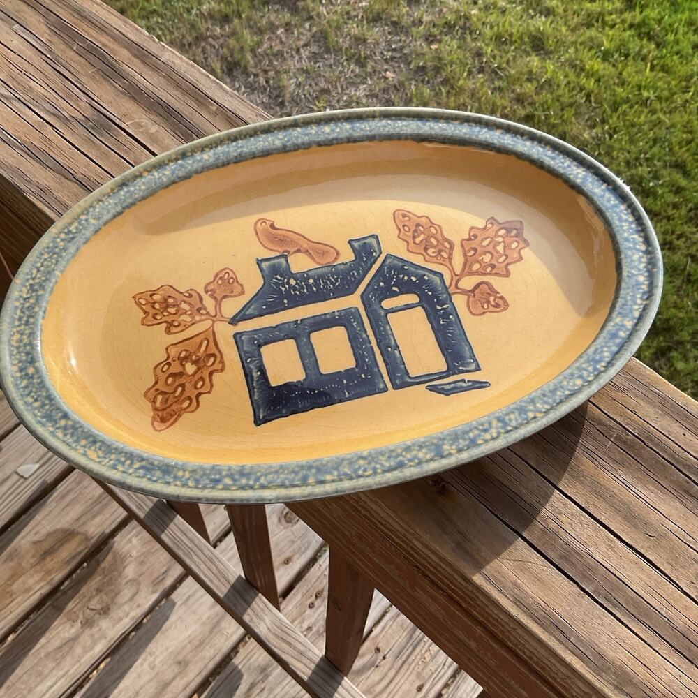 Pfaltzgraff America Serving Platter MAFA USA 14x10” American Folk Art Sponge